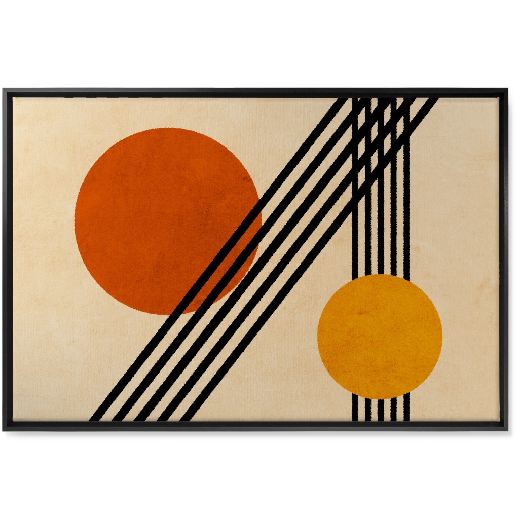 Orbs Abstract Wall Art, Black, Single piece, Canvas, 24x36, Orange