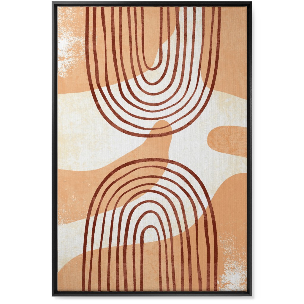 Desert Abstract - Earthy Warm Tones Wall Art, Black, Single piece, Canvas, 24x36, Orange