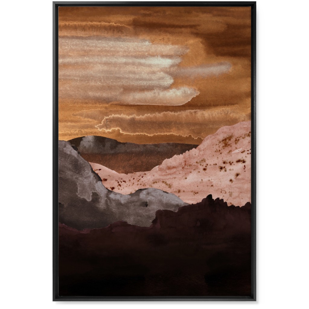 Canyon Sunset Wall Art, Black, Single piece, Canvas, 24x36, Orange