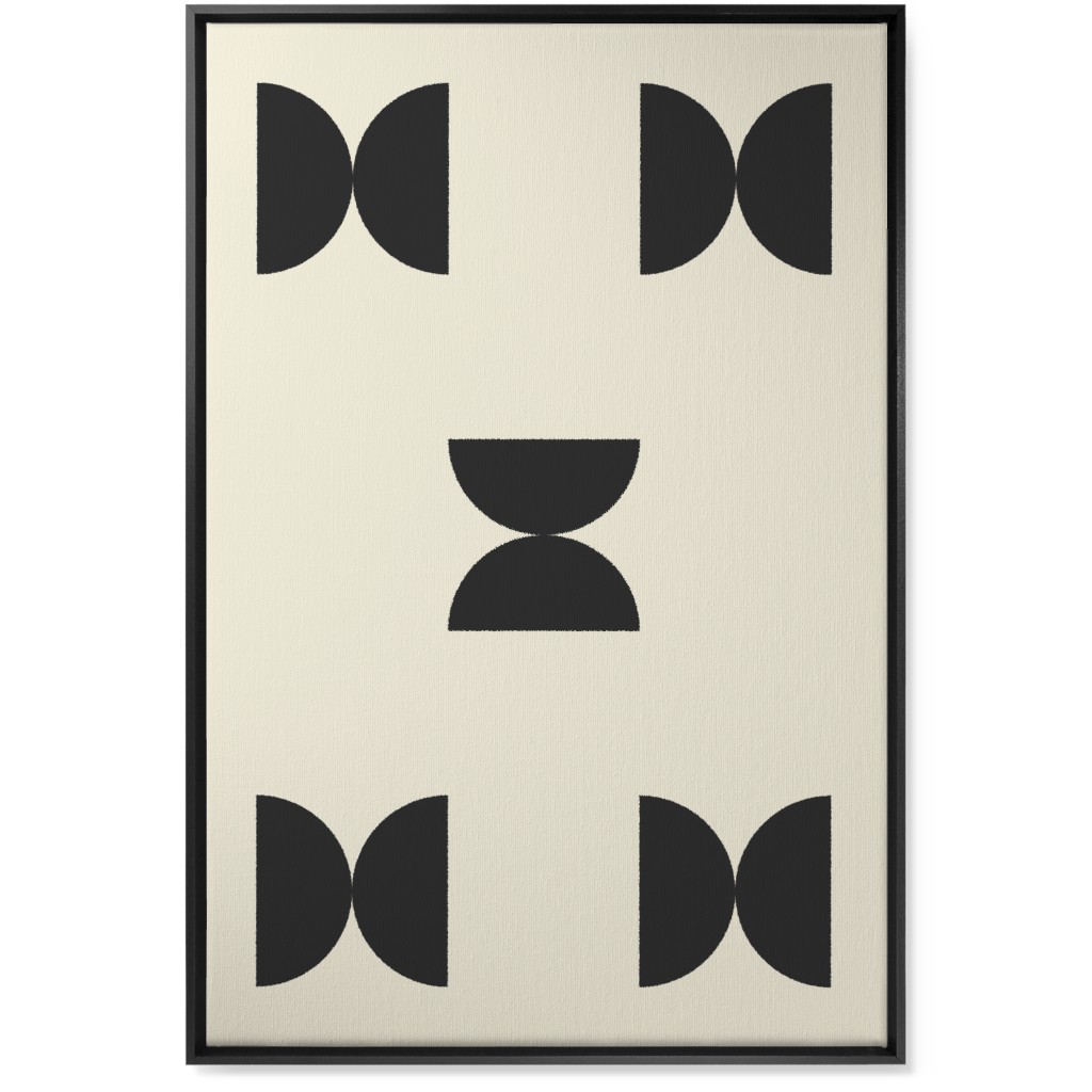 Minimal Geometric Abstract Bauhuas - Cream and Black Wall Art, Black, Single piece, Canvas, 24x36, Beige, Pearl