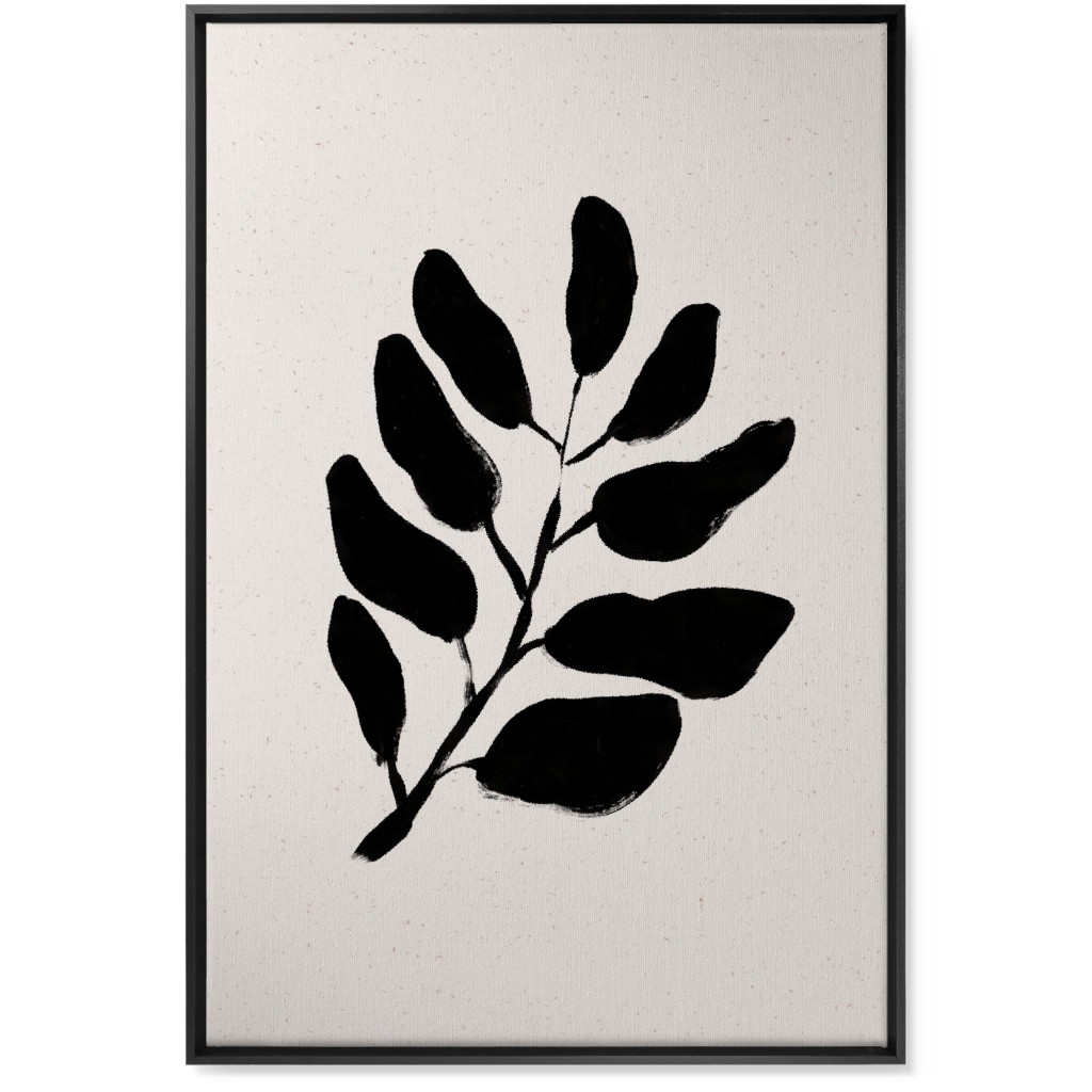 Acryl Leaf - Neutral Wall Art, Black, Single piece, Canvas, 24x36, Beige, Pearl