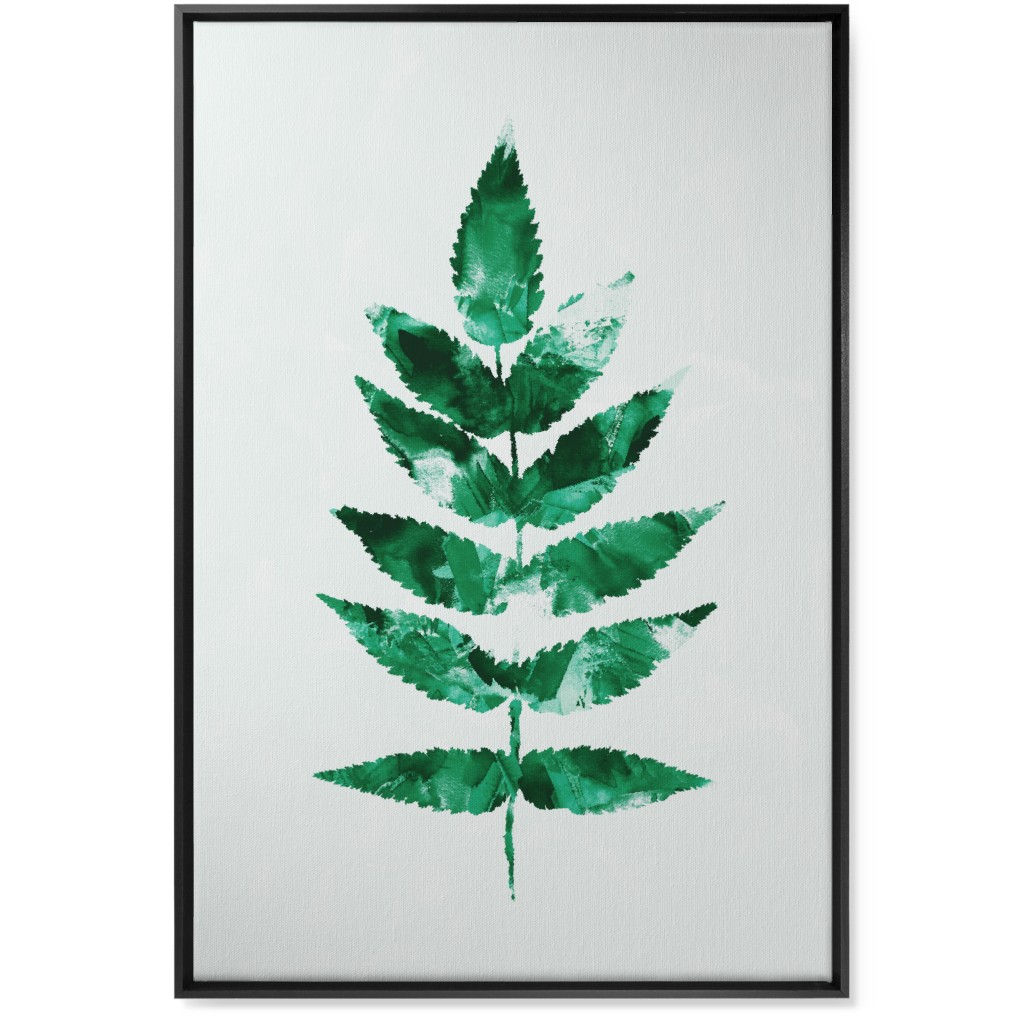 Botanical Leaf Wall Art, Black, Single piece, Canvas, 24x36, Green