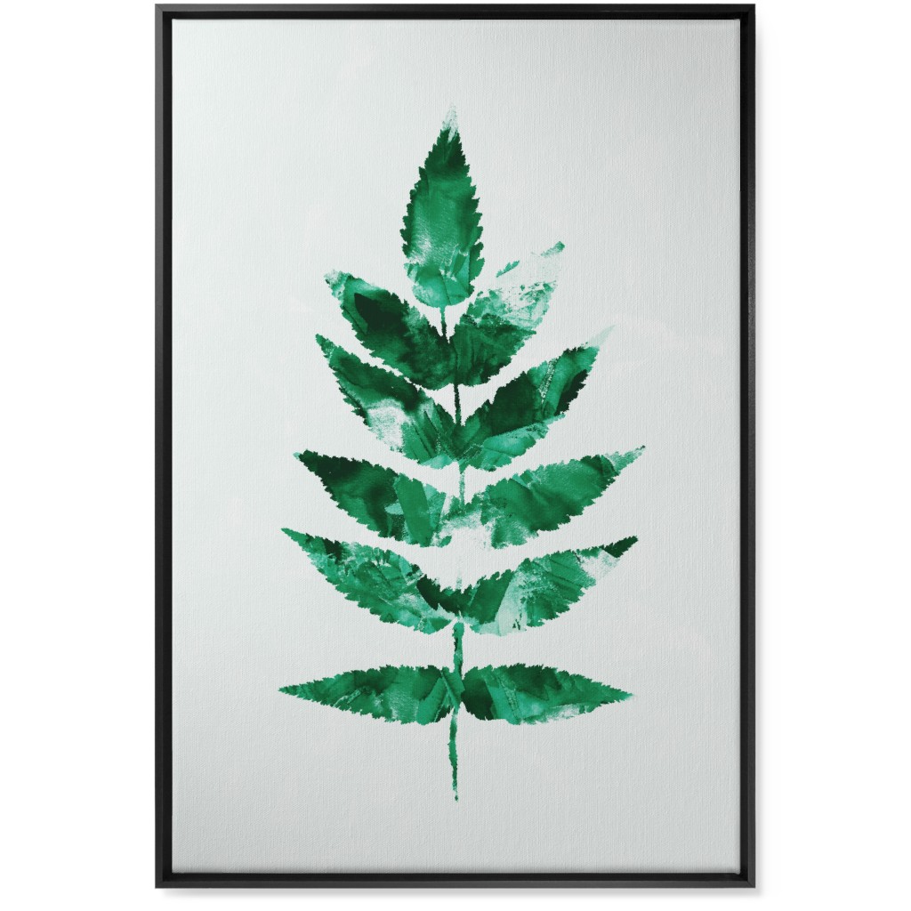 Botanical Leaf Wall Art, Black, Single piece, Canvas, 24x36, Green, Verdant