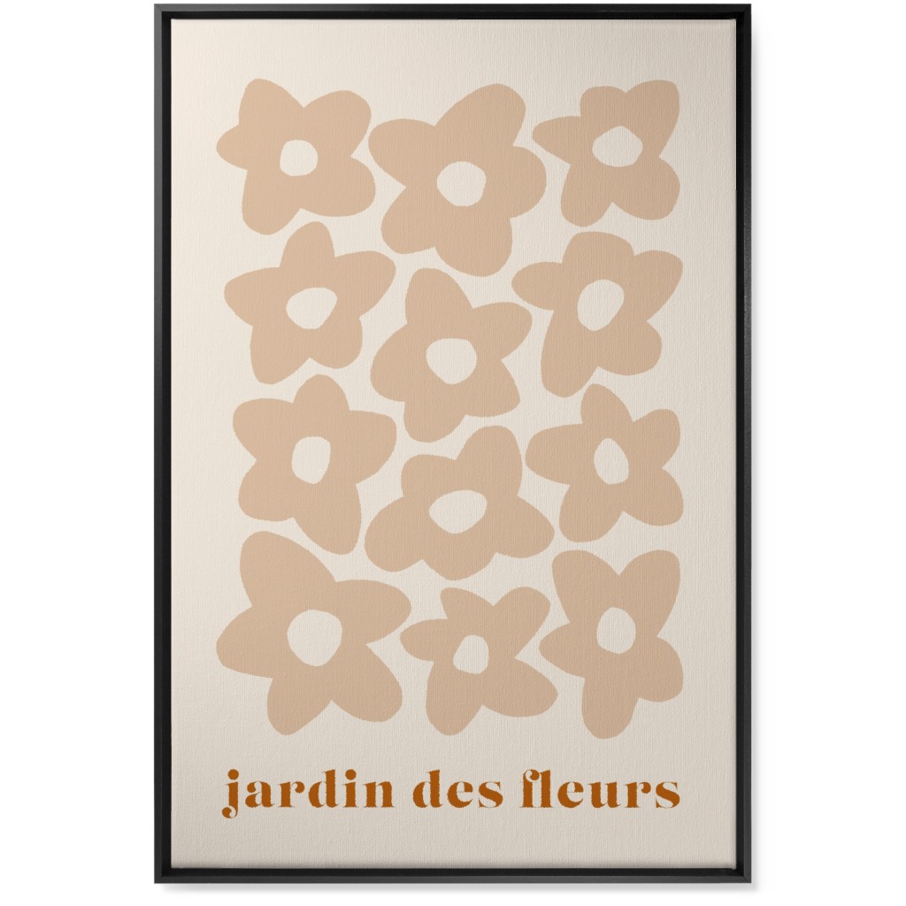 Botanical Graphic Retro Flower Garden Wall Art, Black, Single piece, Canvas, 24x36, Beige, Pueblo
