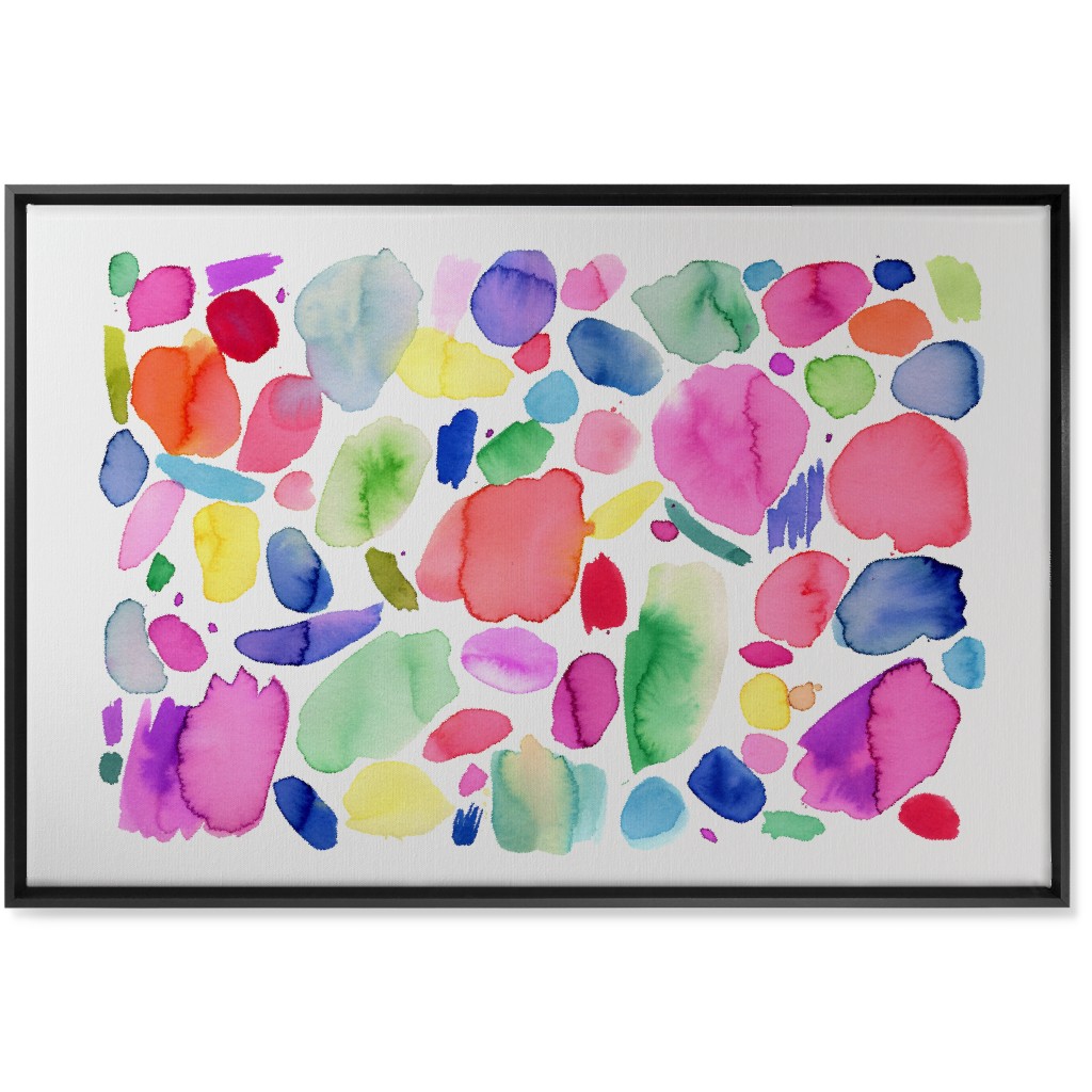 Summer Joy Watercolor Abstract Wall Art, Black, Single piece, Canvas, 24x36, Multicolor