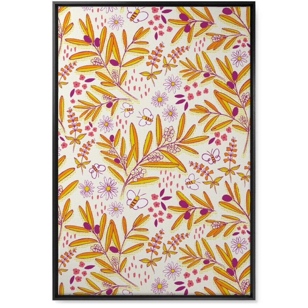 Olive and Honey Optimist - Yellow and Purple Wall Art, Black, Single piece, Canvas, 24x36, Yellow, Classic Yellow