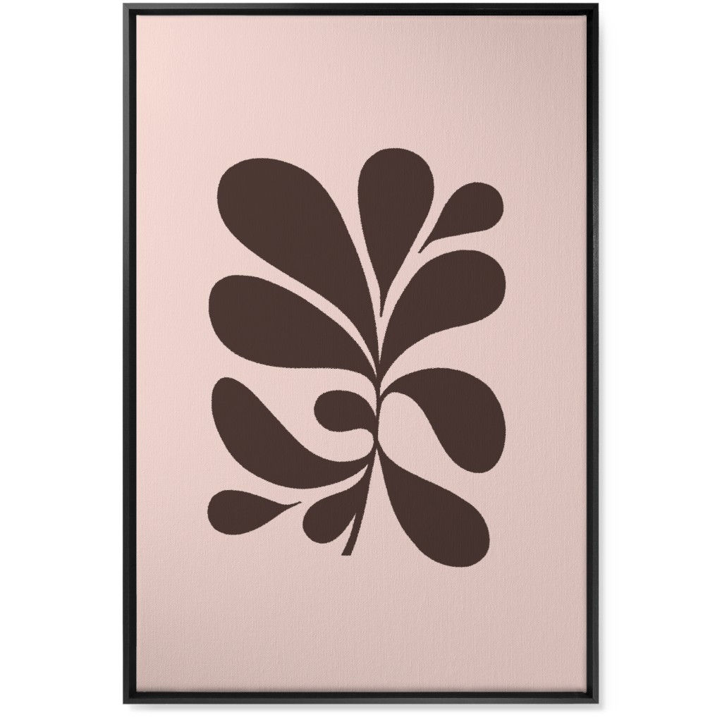 Minimal Foliage - Pink and Brown Wall Art, Black, Single piece, Canvas, 24x36, Pink