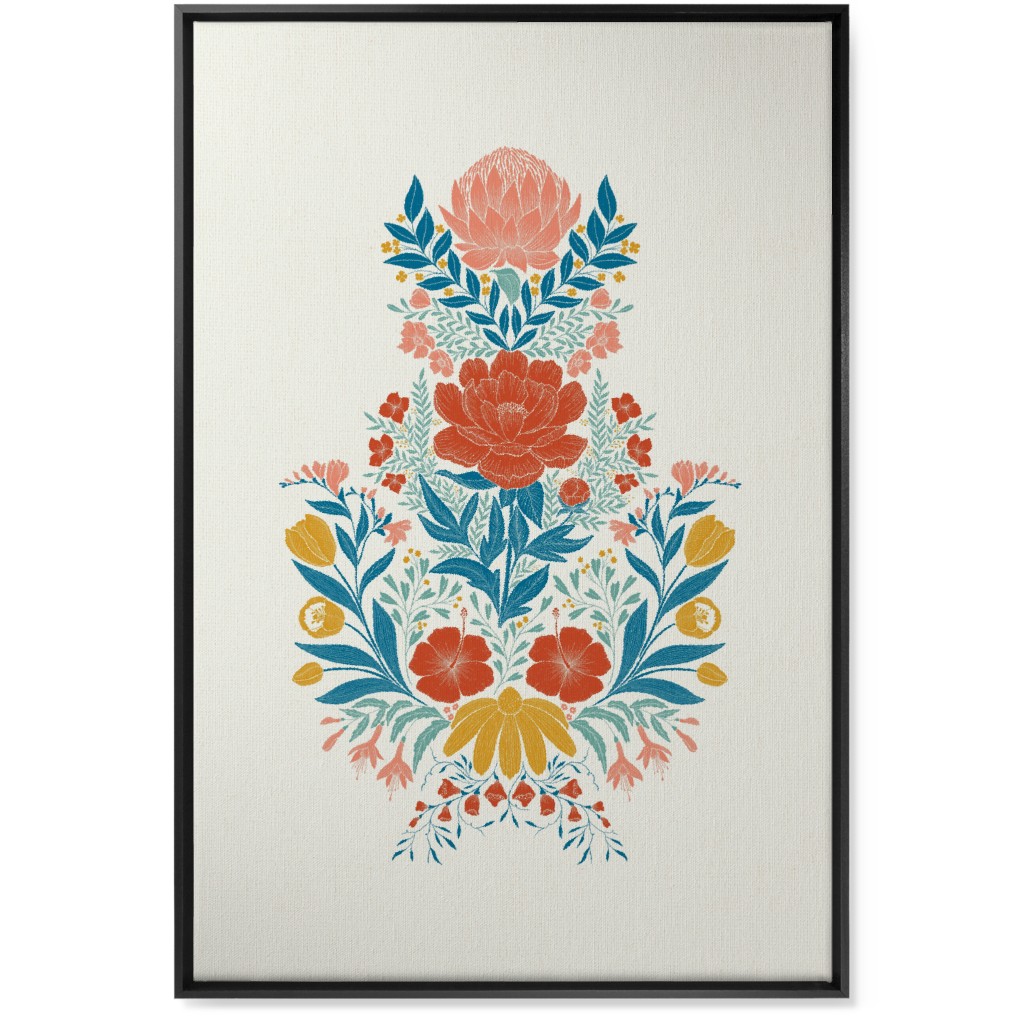 Garden Flower Wall Art, Black, Single piece, Canvas, 24x36, Multicolor, White