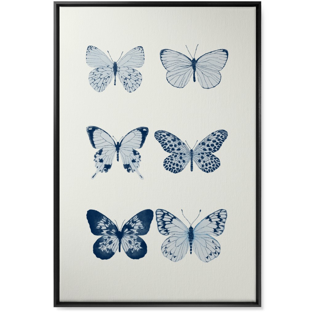 Butterflies Pairs Wall Art, Black, Single piece, Canvas, 24x36, Blue