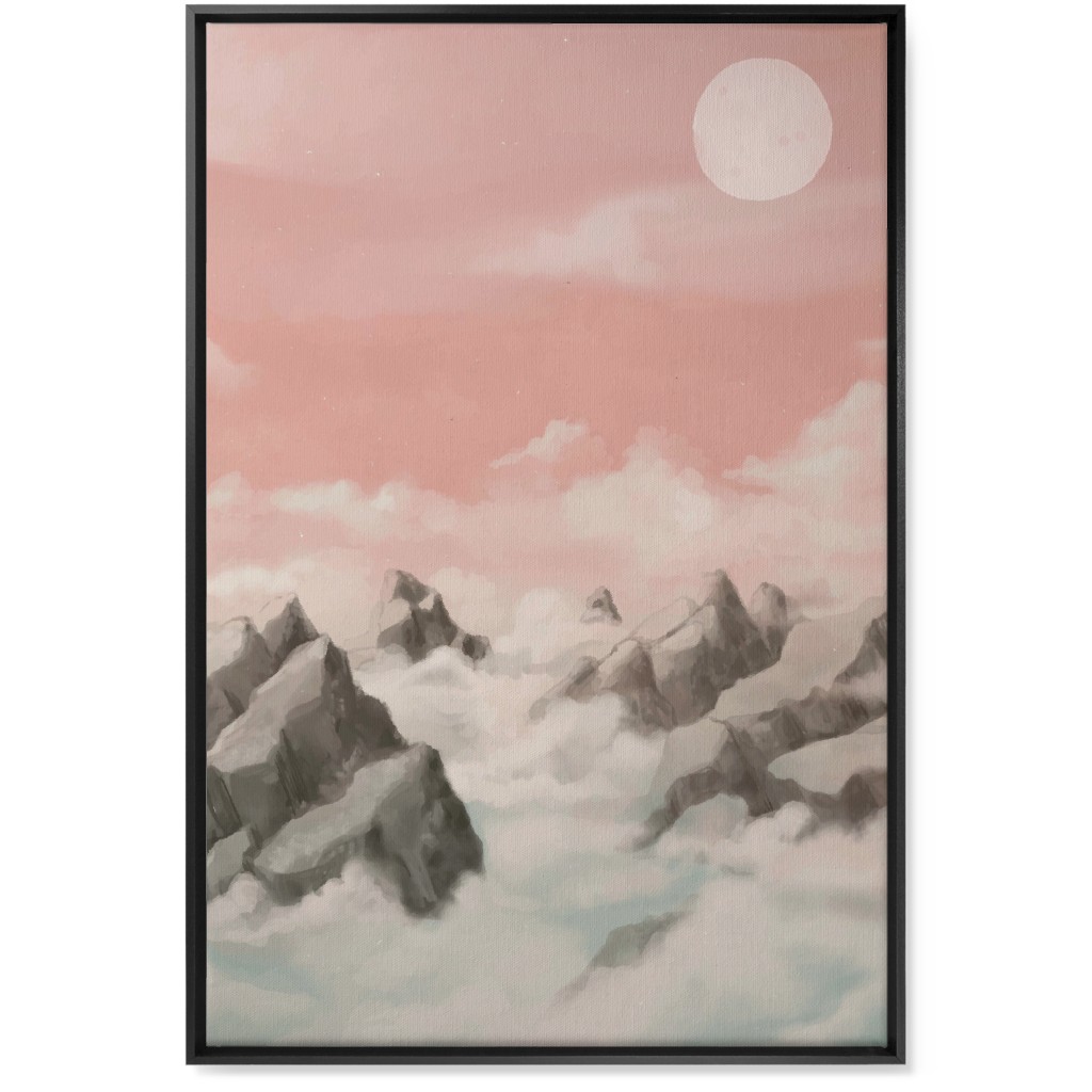 a View From the Mountain Peak Wall Art, Black, Single piece, Canvas, 24x36, Pink