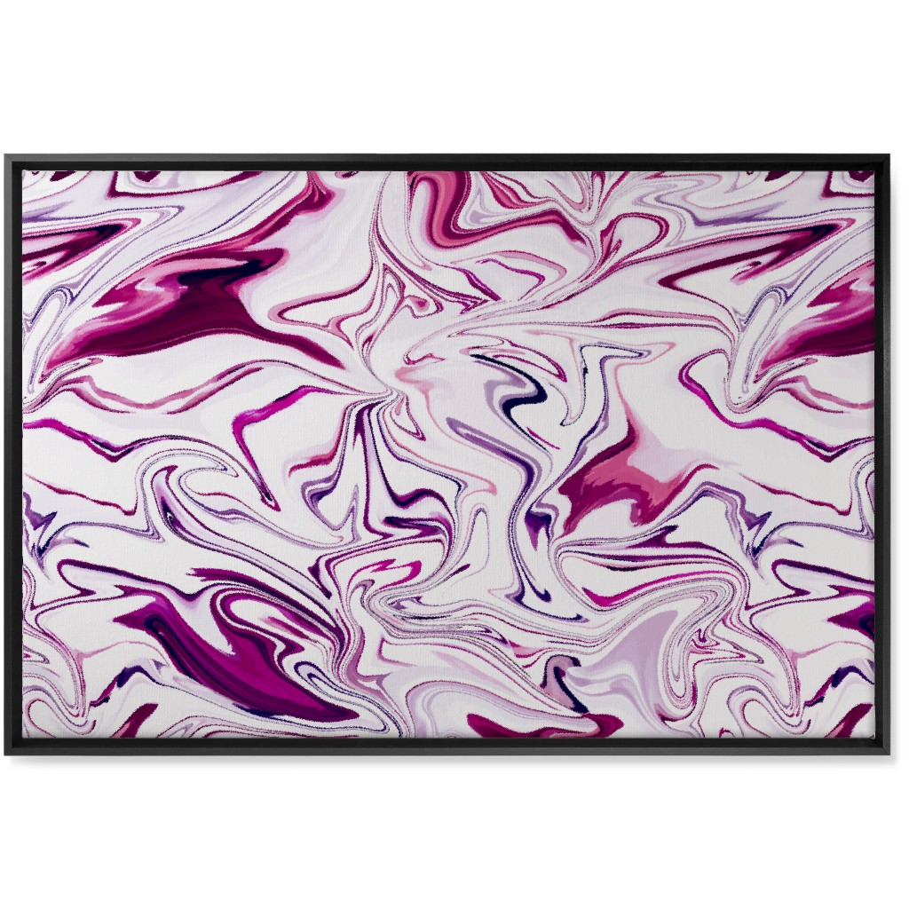 Marble - Mulberry Wall Art, Black, Single piece, Canvas, 24x36, Pink, Bright Pink