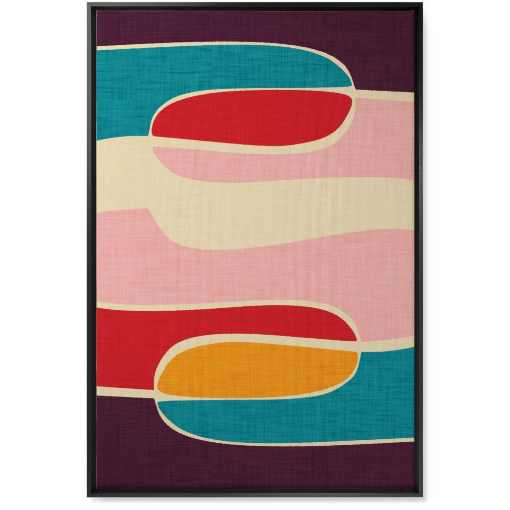Mid Century Mod Retro Waves - Multi Wall Art, Black, Single piece, Canvas, 24x36, Multicolor
