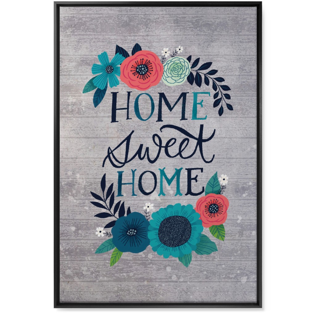 Home Sweet Home - Gray Wall Art, Black, Single piece, Canvas, 24x36, Gray