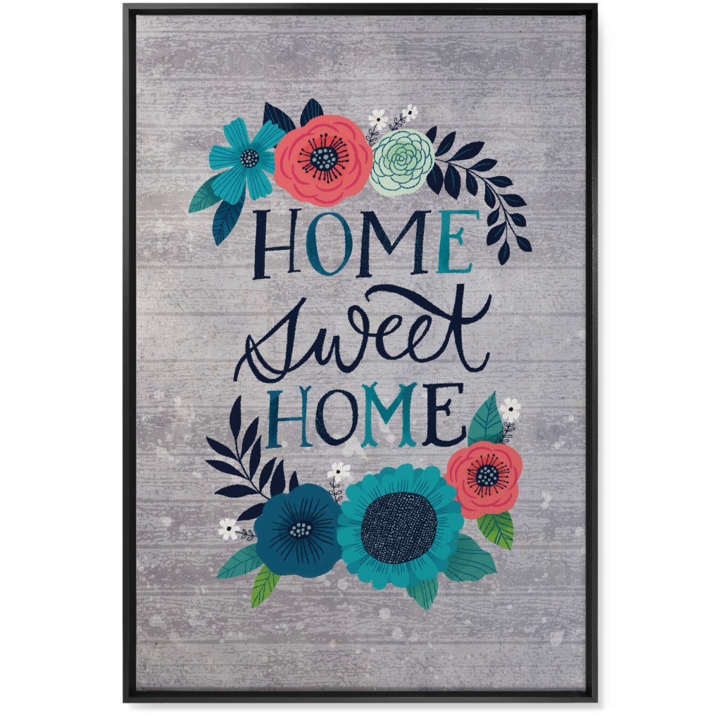 Home Sweet Home - Gray Wall Art, Black, Single piece, Canvas, 24x36, Gray, Gray