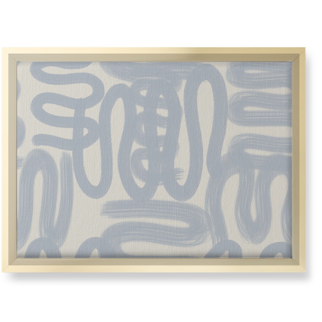 Squiggle - Blue and Cream Wall Art, Gold, Single piece, Canvas, 10x14, Blue