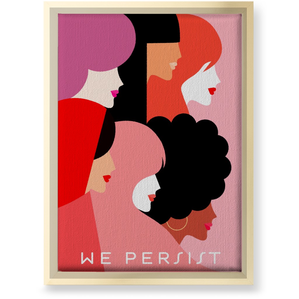 Girl Power, We Persist - Coral & Pink Wall Art, Gold, Single piece, Canvas, 10x14, Pink