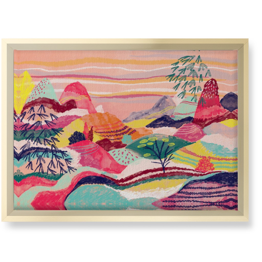 Dreamy Hills Abstract - Vibrant Wall Art, Gold, Single piece, Canvas, 10x14, Multicolor