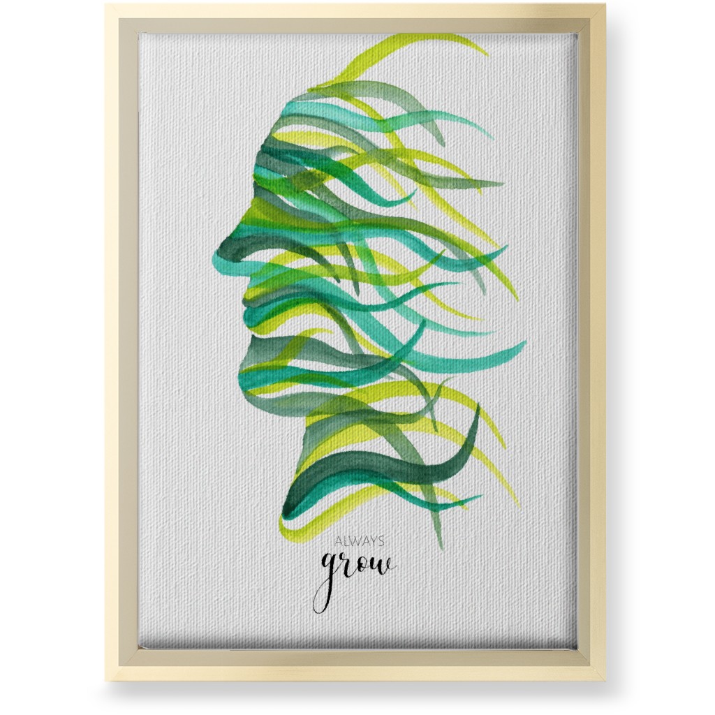 Always Grow - Green Wall Art, Gold, Single piece, Canvas, 10x14, Green, Classic Green