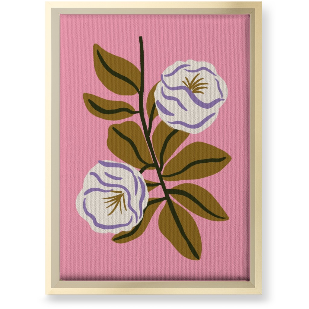 White Bulb Flower - Multi on Pink Wall Art, Gold, Single piece, Canvas, 10x14, Pink, Bright Pink