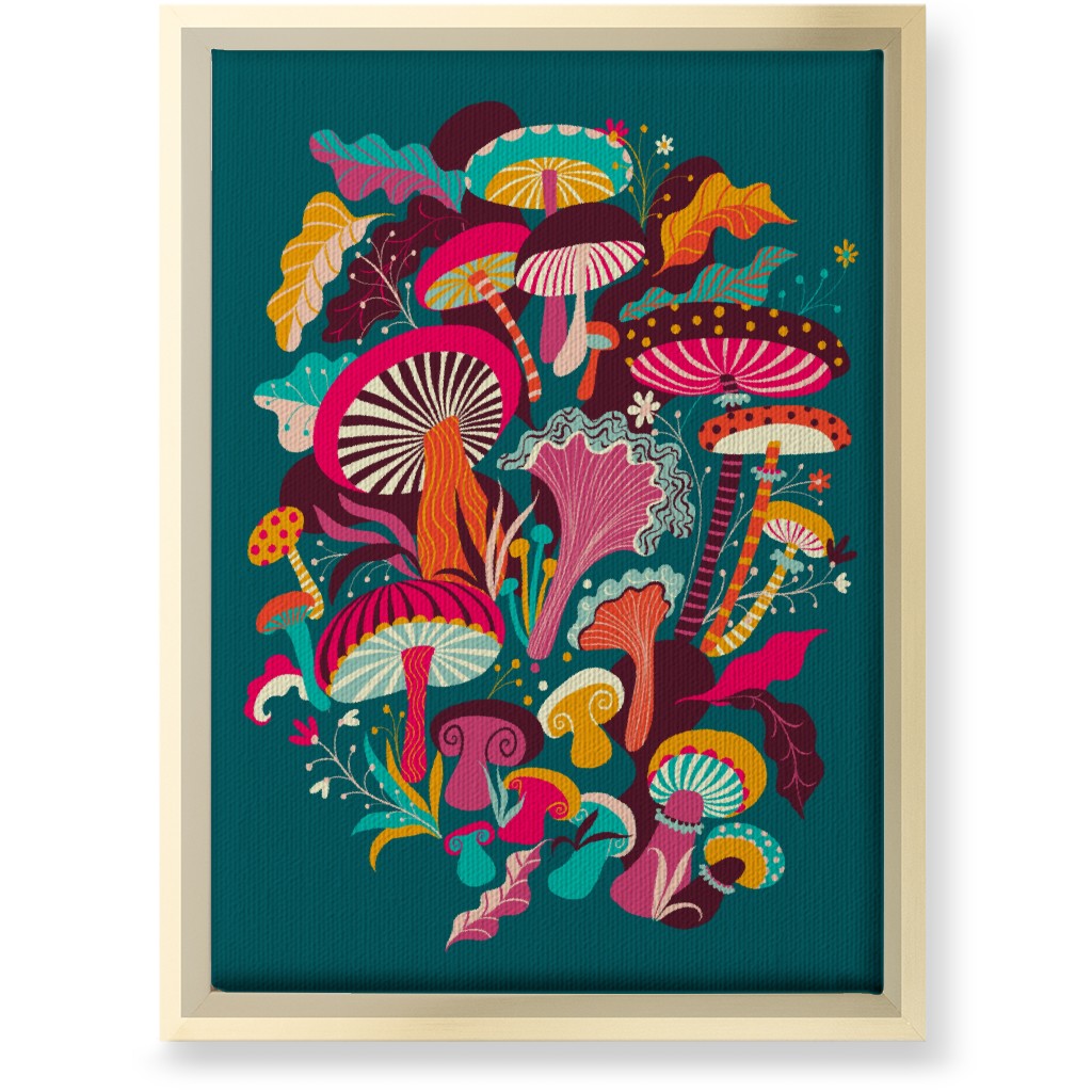 Fantastic Fungi - Vibrant Wall Art, Gold, Single piece, Canvas, 10x14, Multicolor