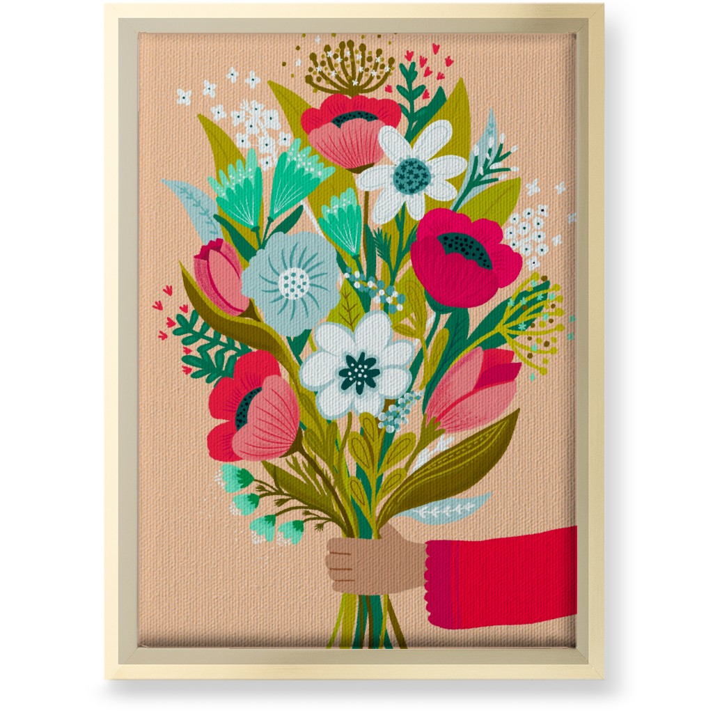 Happy Day Bunch - Multi on Pink Wall Art, Gold, Single piece, Canvas, 10x14, Multicolor