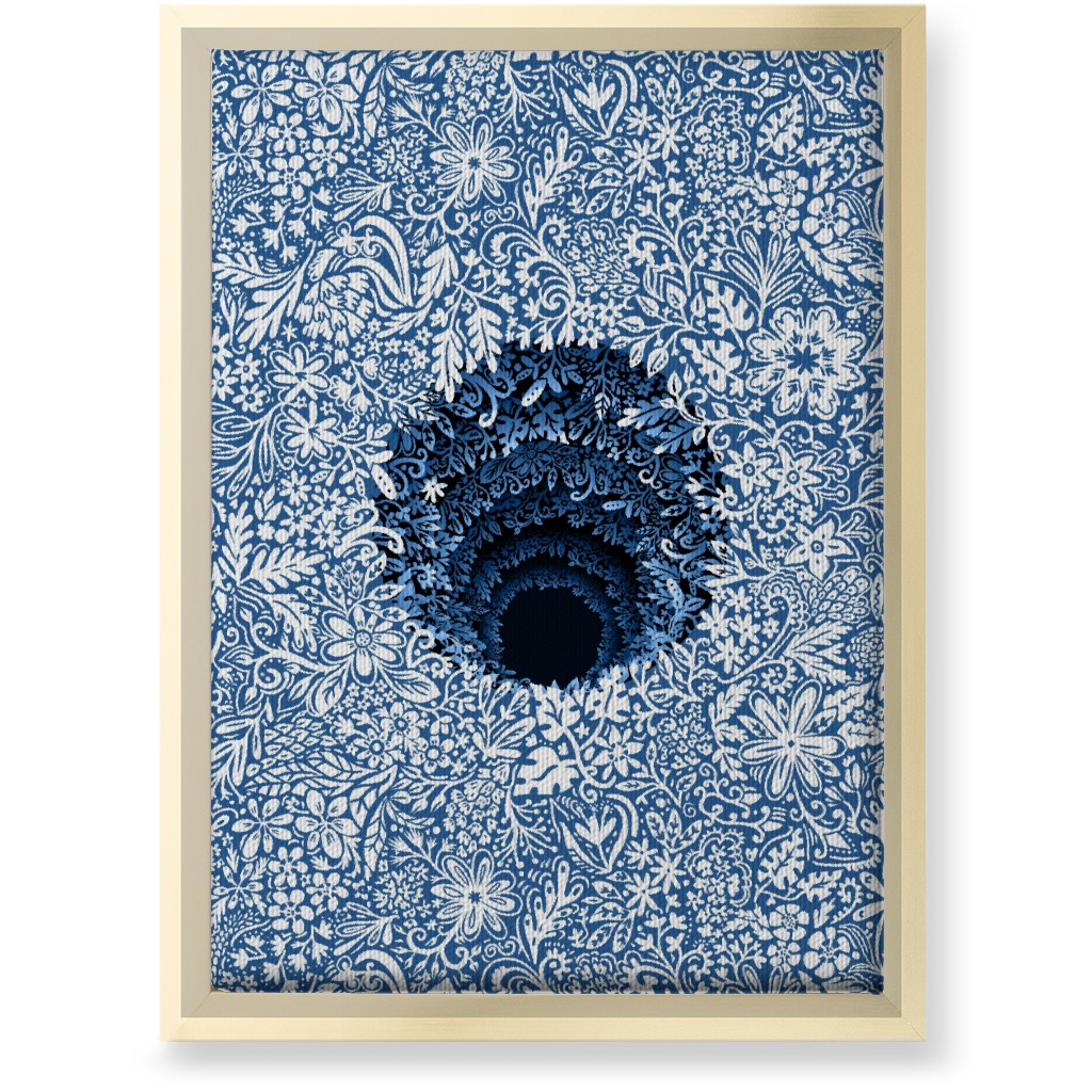 Deep Down Colorful Floral Abstract Wall Art, Gold, Single piece, Canvas, 10x14, Blue, Mist