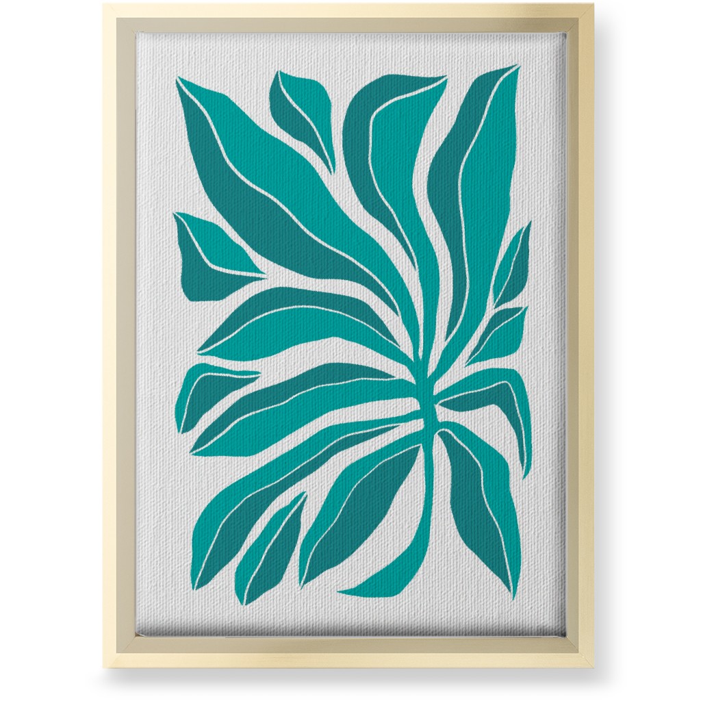 Minimalist Block Botanical Palm Leaves - Green Wall Art, Gold, Single piece, Canvas, 10x14, Green, Classic Green