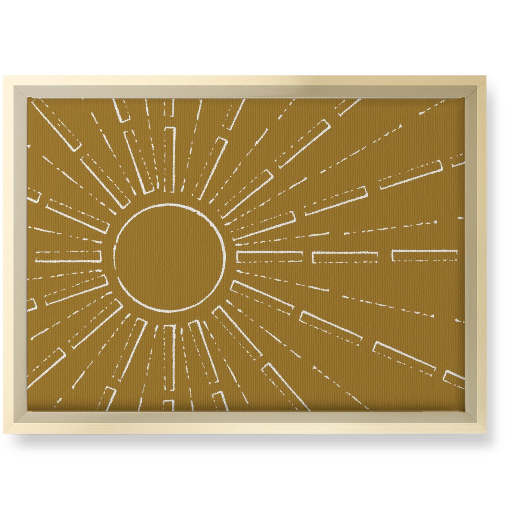 Midcentury Sunburst Wall Art, Gold, Single piece, Canvas, 10x14, Yellow