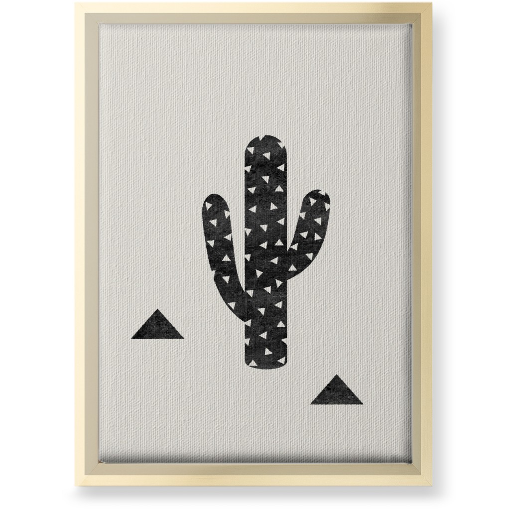 Cactus - Black and White Wall Art, Gold, Single piece, Canvas, 10x14, Beige, Pearl