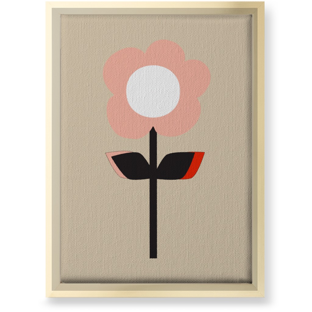 Retro Flower Wall Art, Gold, Single piece, Canvas, 10x14, Pink