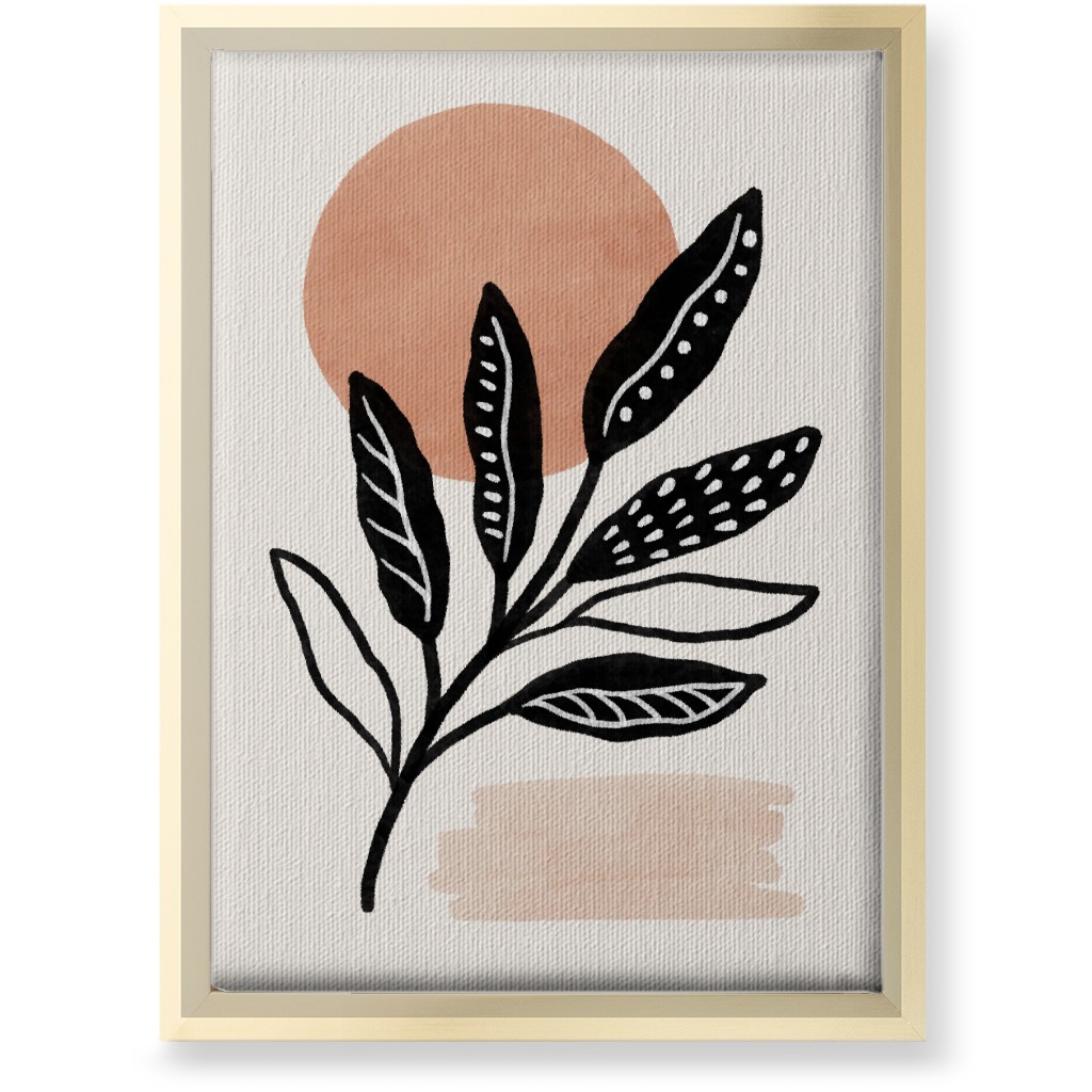 Leaves At Sunset Wall Art, Gold, Single piece, Canvas, 10x14, Beige