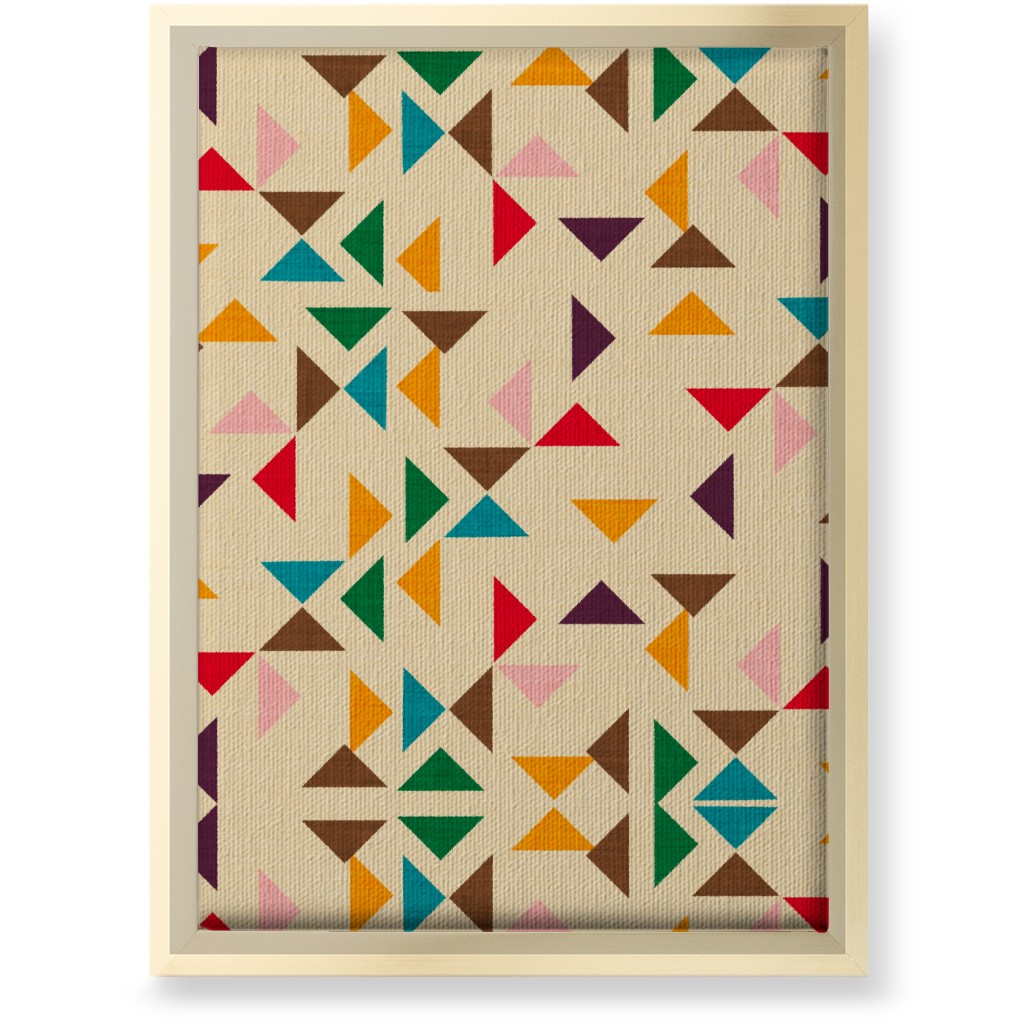 Kilim Triangle - Multi on Beige Wall Art, Gold, Single piece, Canvas, 10x14, Multicolor