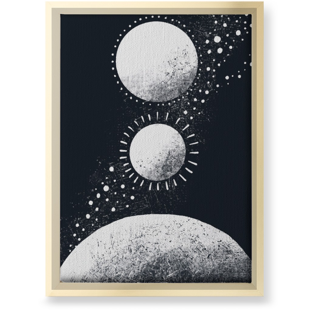 Moonrise Planets - Dark Wall Art, Gold, Single piece, Canvas, 10x14, Black, Black