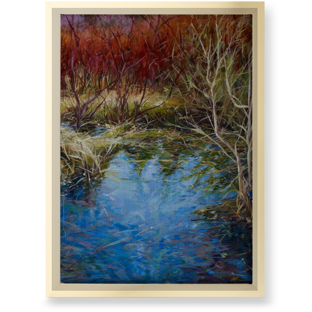 Autumn Red Painting Wall Art, Gold, Single piece, Canvas, 10x14, Green, Classic Green