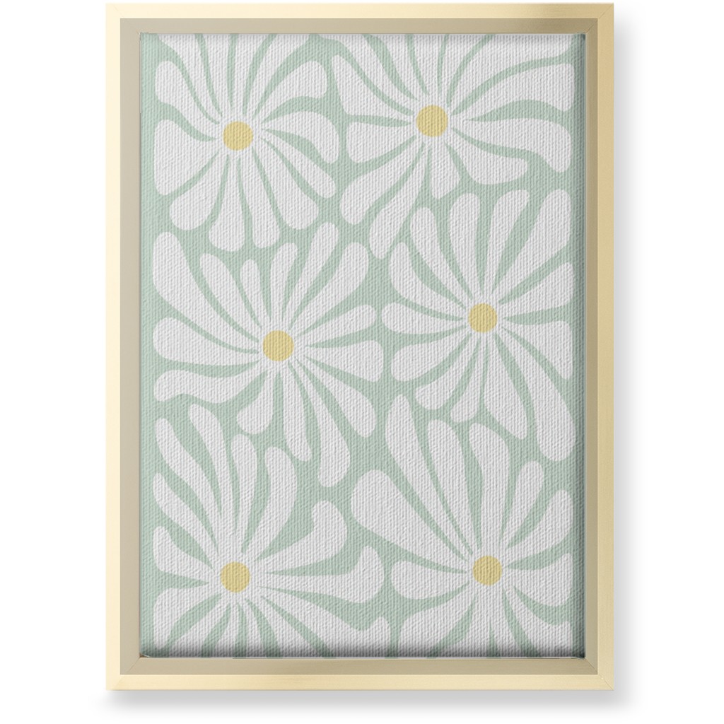 Retro Daisies Wall Art, Gold, Single piece, Canvas, 10x14, Green