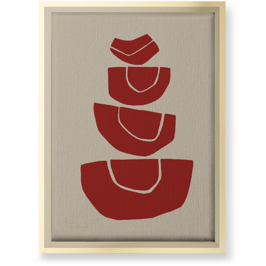Geometric Stack Abstract Wall Art, Gold, Single piece, Canvas, 10x14, Red