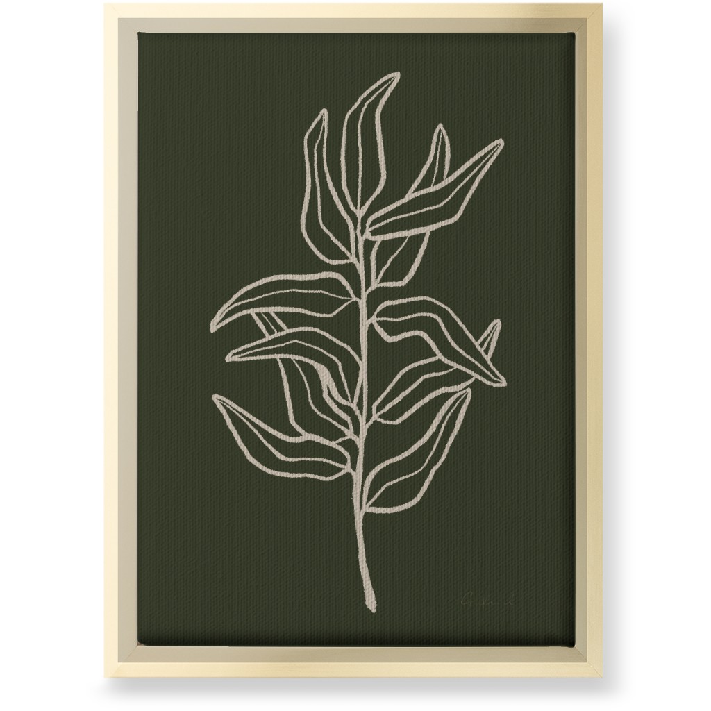 Botanical Eucalyptus Branch Wall Art, Gold, Single piece, Canvas, 10x14, Green, Gray