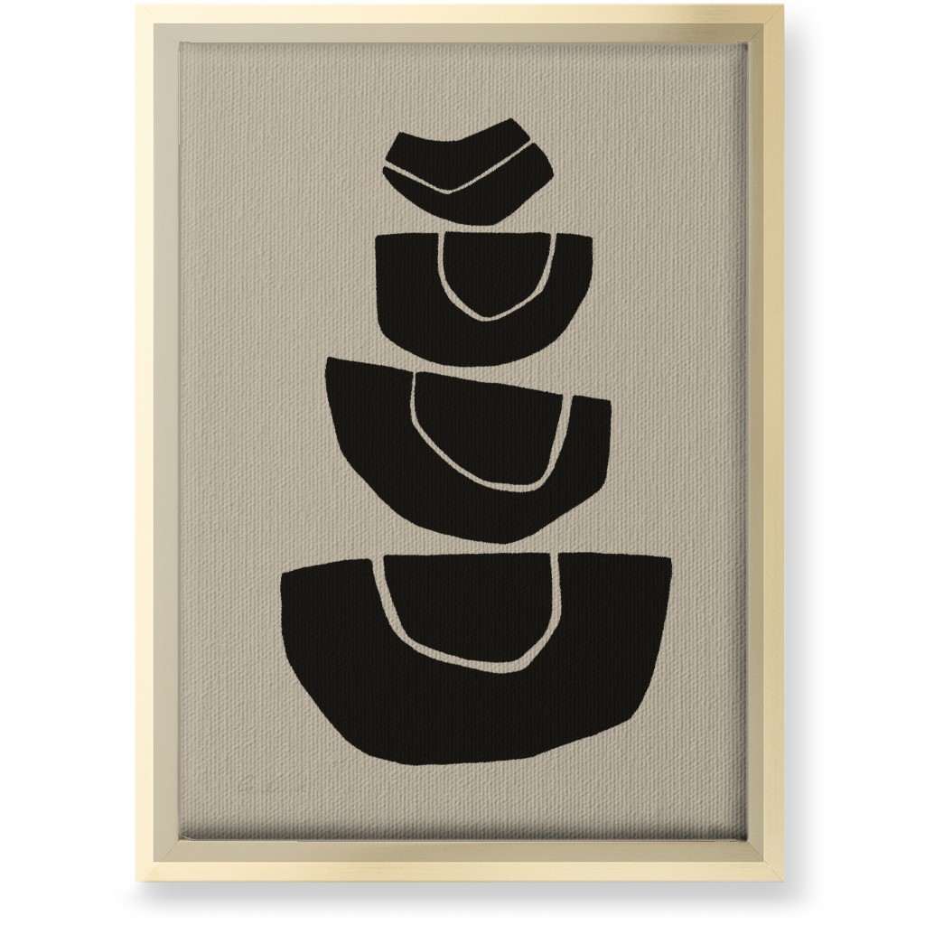 Geometric Stack Abstract Wall Art, Gold, Single piece, Canvas, 10x14, Black, Charcoal