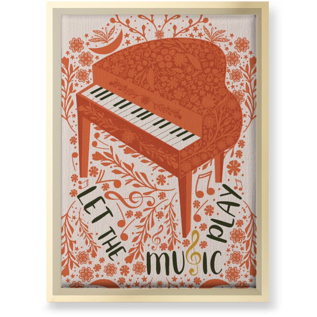 Let the Music Play - Red Wall Art, Gold, Single piece, Canvas, 10x14, Pink