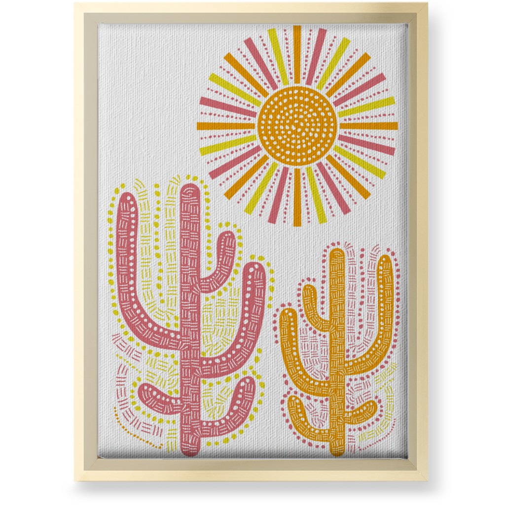 Boho Cactus and Sunny Summer - Warm Wall Art, Gold, Single piece, Canvas, 10x14, Multicolor