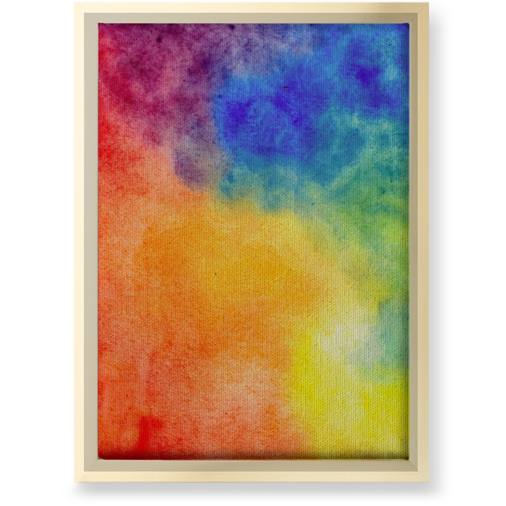 Watercolor Rainbow Abstract - Multi Wall Art, Gold, Single piece, Canvas, 10x14, Multicolor