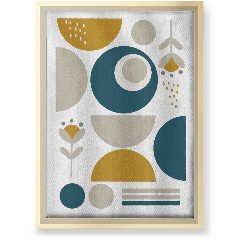 Abstract Floral - Yellow and Blue Wall Art, Gold, Single piece, Canvas, 10x14, Multicolor