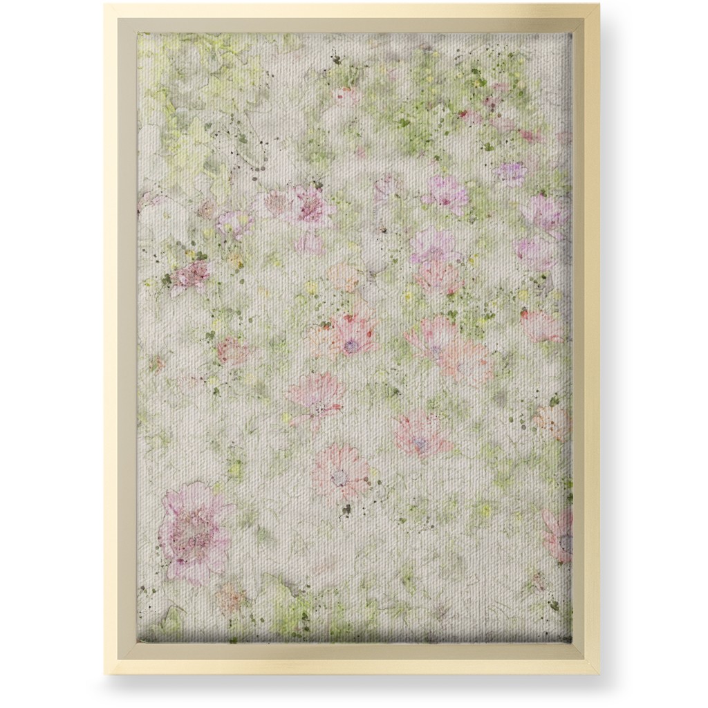 Watercolor Floral - Beige and Pink Wall Art, Gold, Single piece, Canvas, 10x14, Beige, Pearl