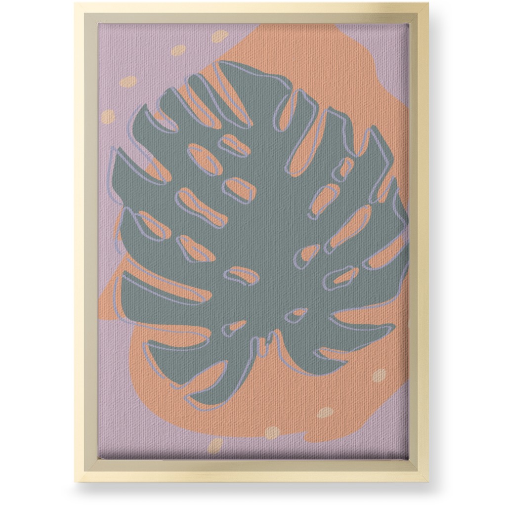 Modern Monstera Leaf - Green and Purple Wall Art, Gold, Single piece, Canvas, 10x14, Green, Classic Green