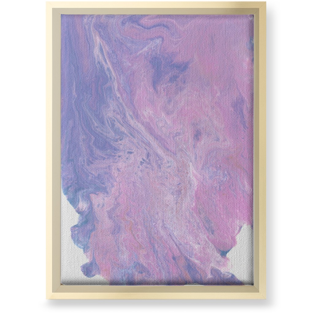 Acrylic Pour Abstract - Purple and Pink Wall Art, Gold, Single piece, Canvas, 10x14, Purple