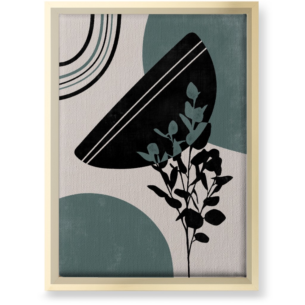 Modern Eucalytus Botanical - Green and Ivory Wall Art, Gold, Single piece, Canvas, 10x14, Green, Classic Green