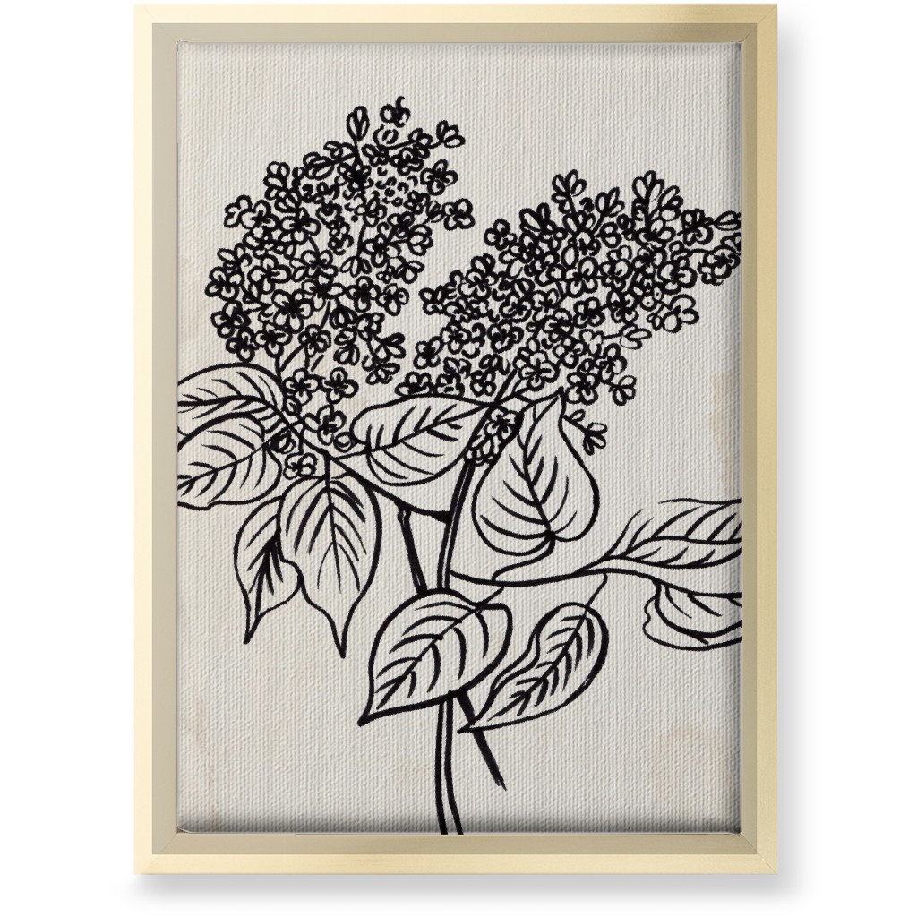 Vintage Lilac Sketch - Beige and Black Wall Art, Gold, Single piece, Canvas, 10x14, Beige