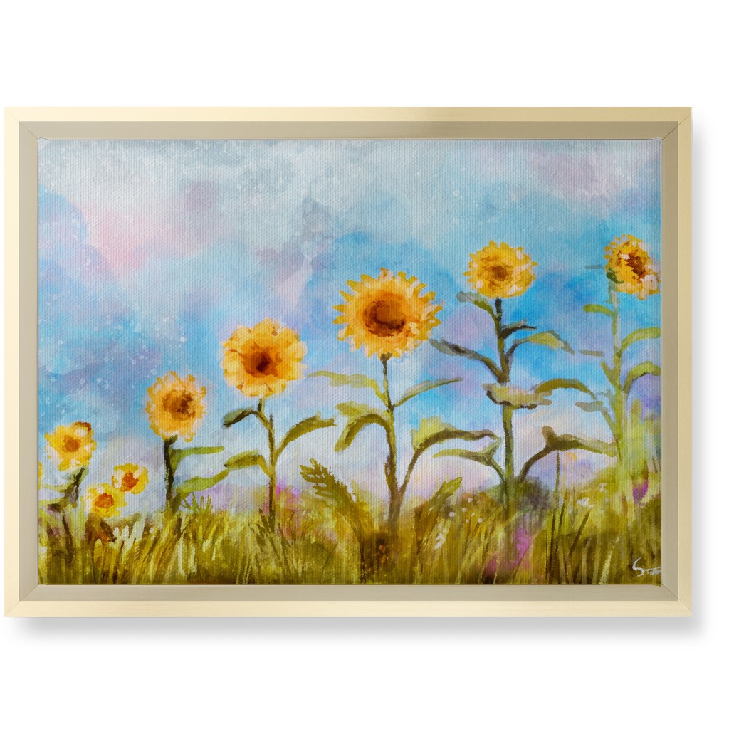 the Sunflower Field Wall Art, Gold, Single piece, Canvas, 10x14, Multicolor