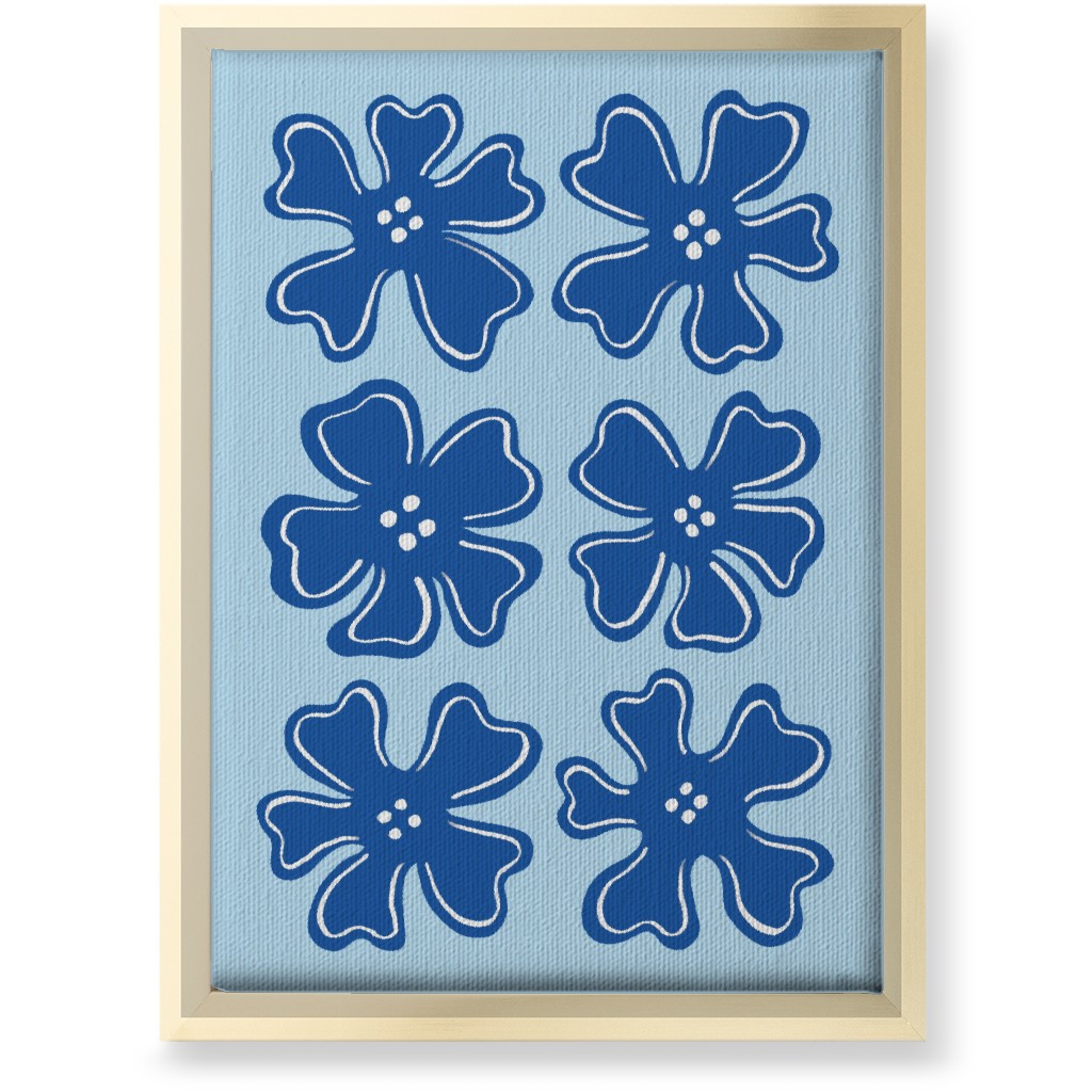 Button Flowers Wall Art, Gold, Single piece, Canvas, 10x14, Blue