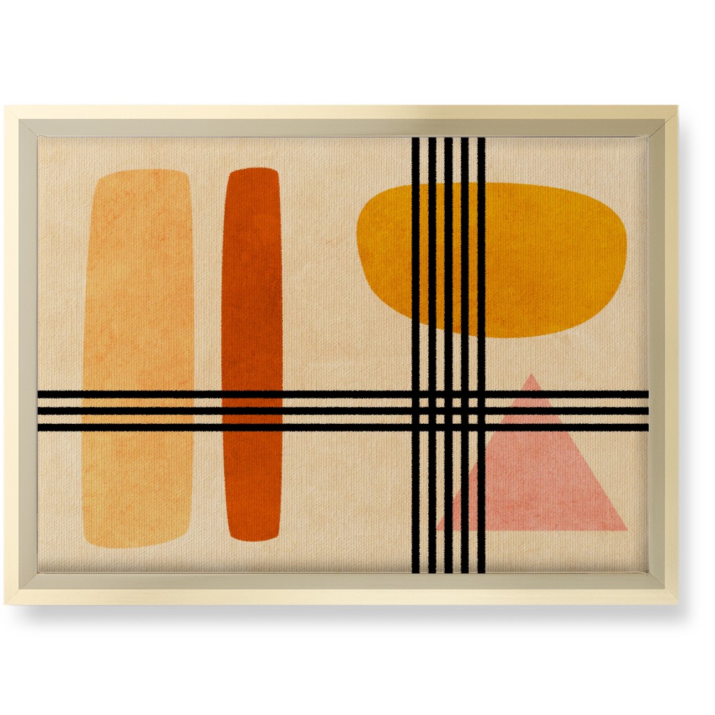 Criss-Cross Abstract Wall Art, Gold, Single piece, Canvas, 10x14, Orange
